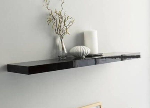 Seinähylly Shelvy, musta 80 cm
