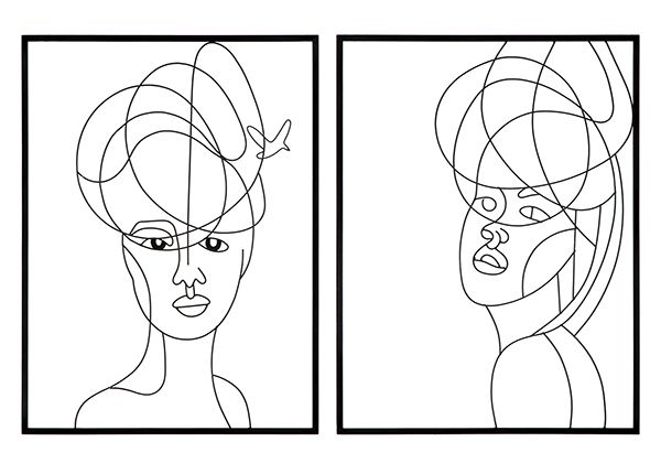 Seinäkoristeet Woman 2 kpl 60x80 cm