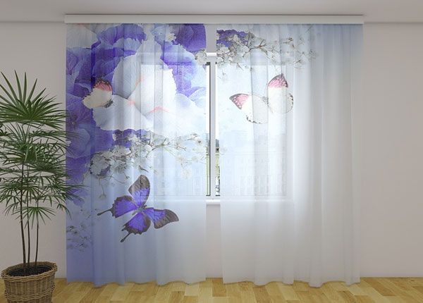 Sifonki-kuvaverho BLUE IRISES 240x220 cm