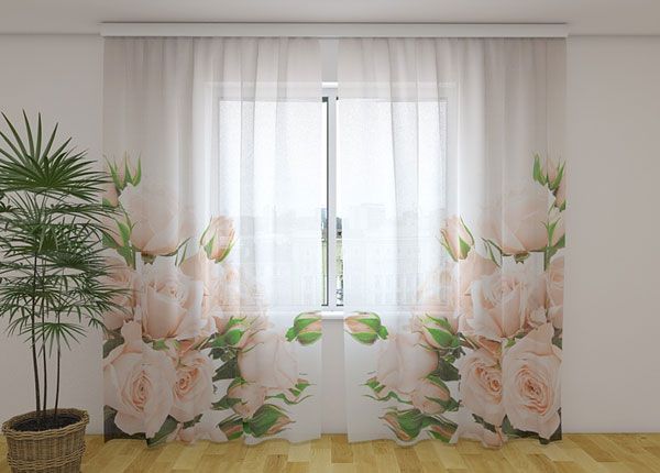 Sifonki-kuvaverho CREAM ROSES 240x220 cm