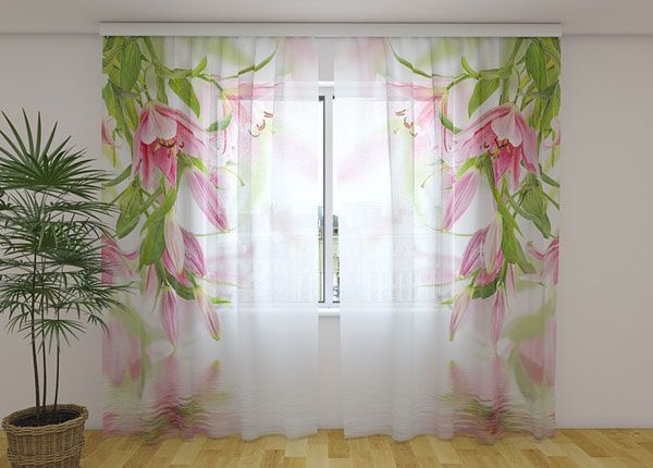 Sifonki-kuvaverho PINK LILIES 240x220 cm
