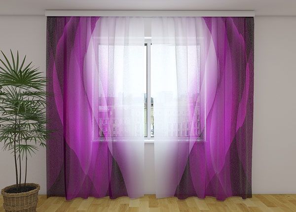 Sifonki-kuvaverho PURPLE WAVES 240x220 cm