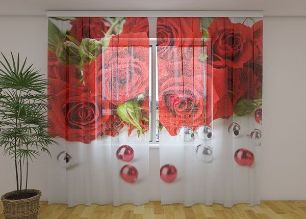 Sifonki-kuvaverho ROSE AND BEADS 240x220 cm
