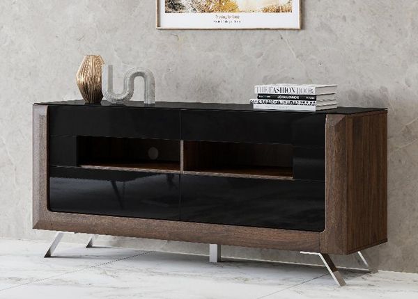 TV-taso Cassandra 161 cm, pähkinä/kiiltävä musta