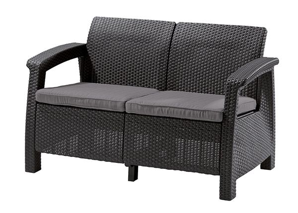 Ulkosohva Keter Corfu, Loveseat 2-istuttava, grafiitti