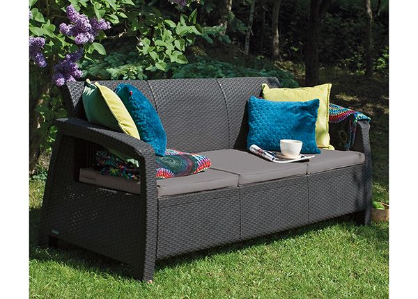 Ulkosohva Keter Corfu, Loveseat 3-istuttava, grafiitti