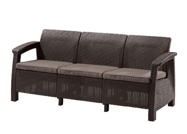 Ulkosohva Keter Corfu Loveseat kolmelle, ruskea