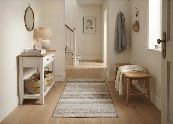 Villamatto 55x95 cm, beige/ raidallinen