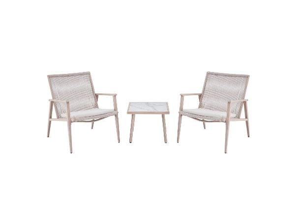 Vuodetuoli Rosit Pisa-puutarhakalustesetti, pöytä + 2 tuolia, harmaa