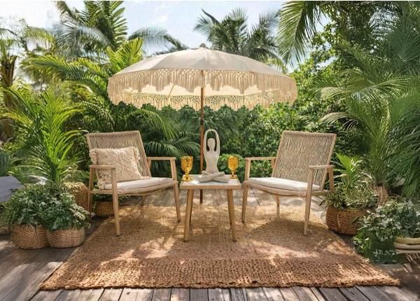 Vuodetuoli Rosit Pisa-puutarhakalustesetti, pöytä + 2 tuolia, harmaa